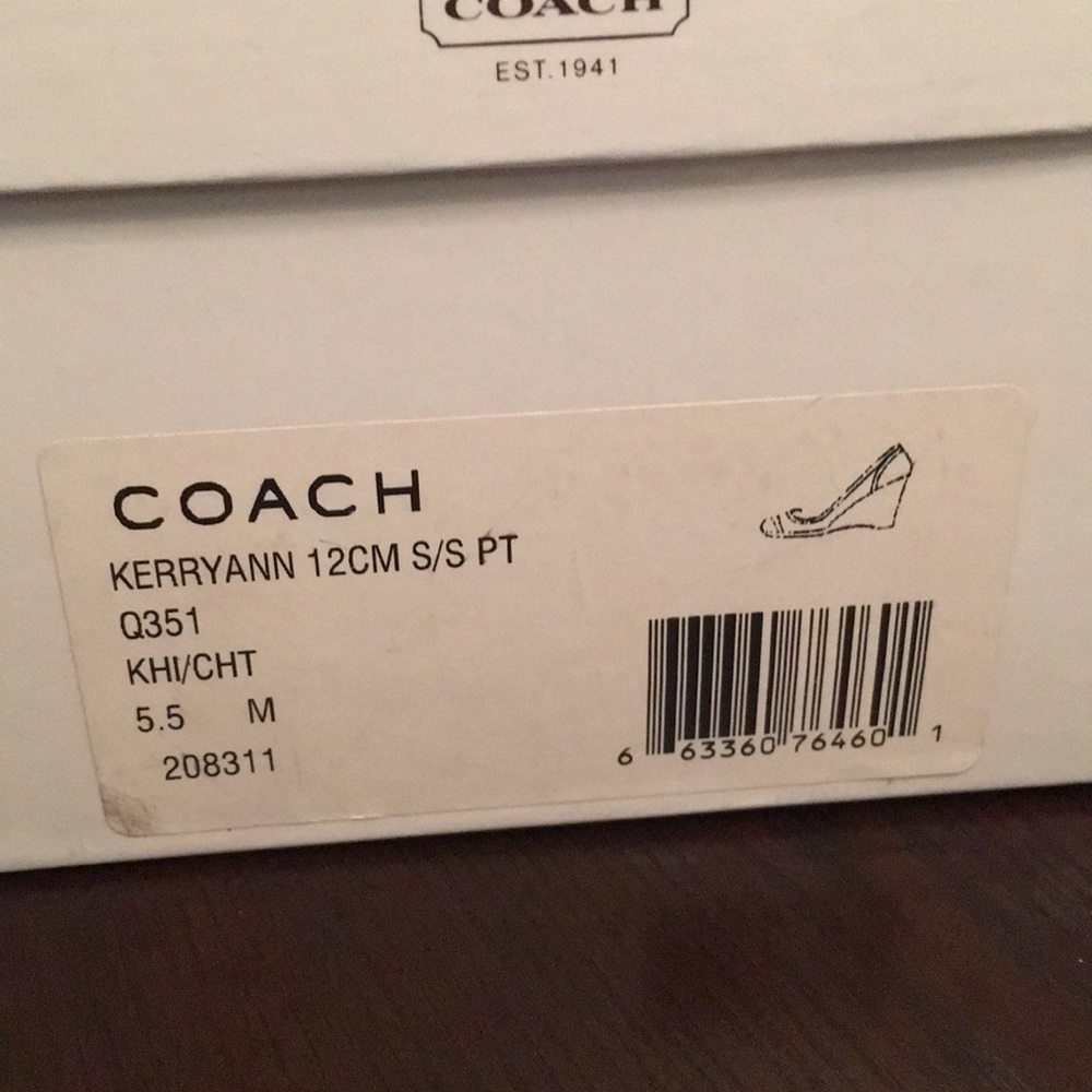 Coach Wedge Kerryann Shoe 5.5 Khaki and Chocolate - Picture 6 of 6